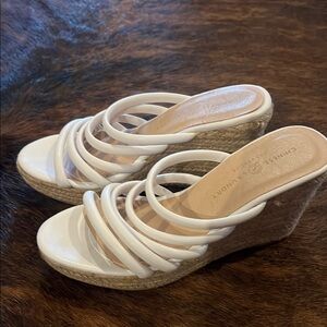 Chinese Laundry Cream Wedge Sandals